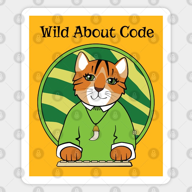 Wild About Code Programmer Tiger Cat Magnet by Sue Cervenka